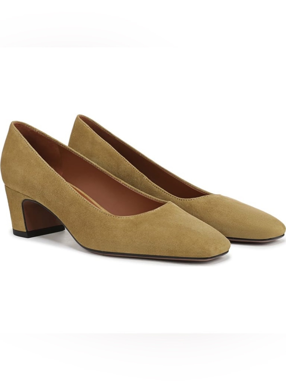 NWT Franco Sarto Salino Square Toe Pumps Mustard Brown Genuine Suede Size 7M - Picture 2 of 12